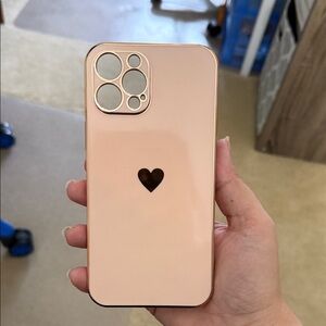 iPhone 12 Pro Max Gold Heart Design Phone Case